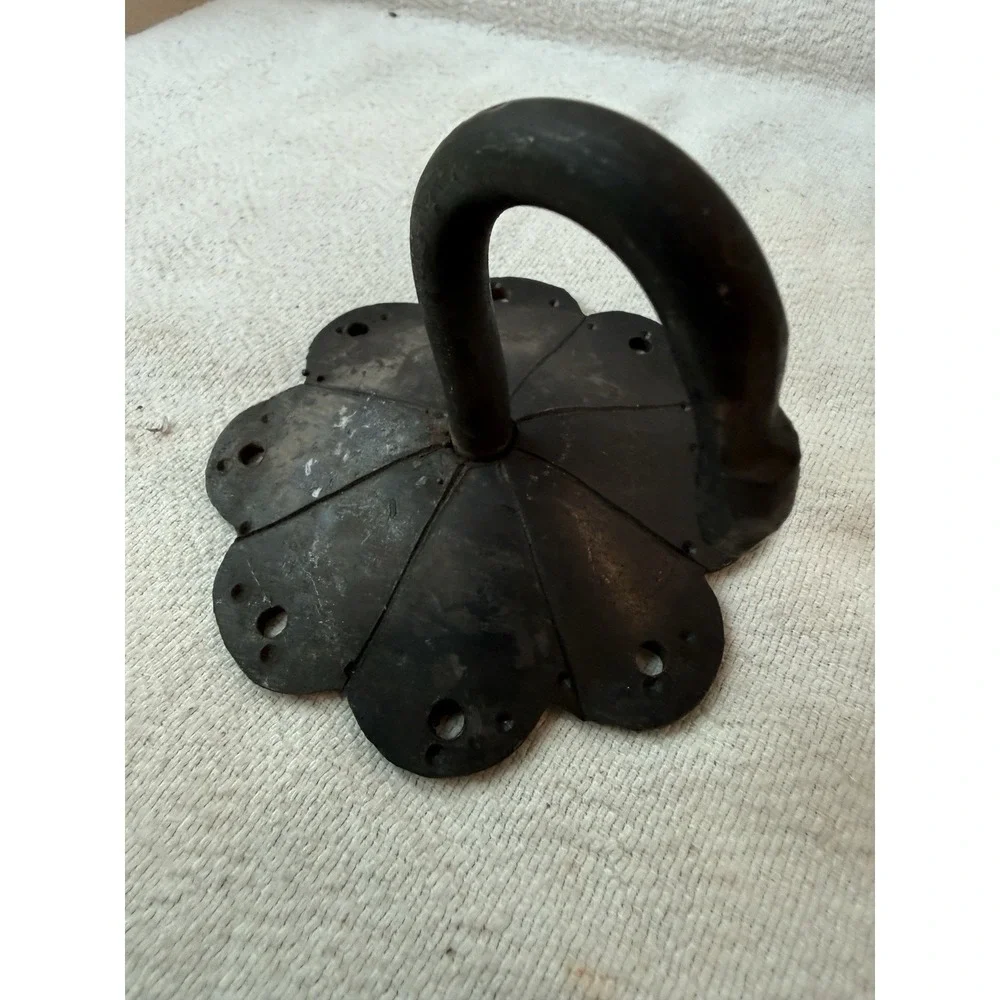 VTG Hand Forged Iron Wall Hook Scalloped Flower Backplate Rustic Farmhouse